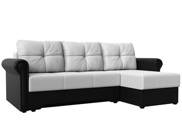 Угловой раскладной диван Леон боннель, Белый/Черный (Экокожа) в Салехарде