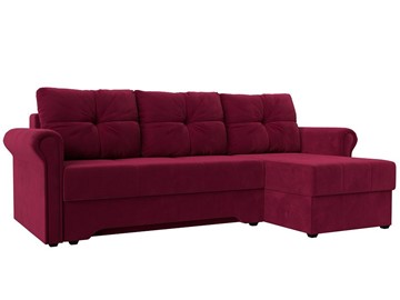 Угловой раскладной диван Леон боннель, Бордовый (Микровельвет) в Салехарде
