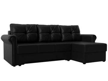 Угловой раскладной диван Леон боннель, Черный (Экокожа) в Салехарде