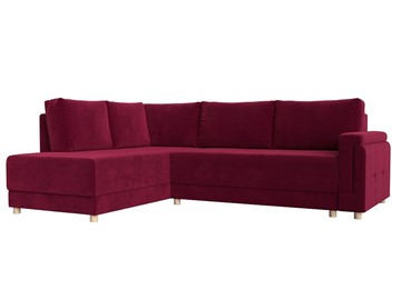 Угловой раскладной диван Лига-024, Бордовый (Микровельвет) в Новом Уренгое
