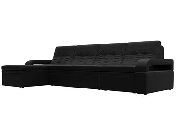 Угловой раскладной диван Лига-035 Лонг, Черный (Экокожа) в Салехарде