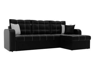Угловой диван для гостиной Ливерпуль, Черный (экокожа) в Салехарде