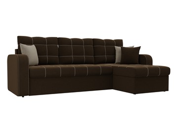 Угловой диван с оттоманкой Ливерпуль, Коричневый (микровельвет) в Салехарде