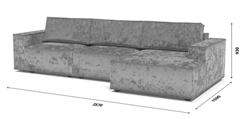 Угловой диван с оттоманкой Лофт 357х159х93 (НПБ/Еврокнижка) в Салехарде - предосмотр 8