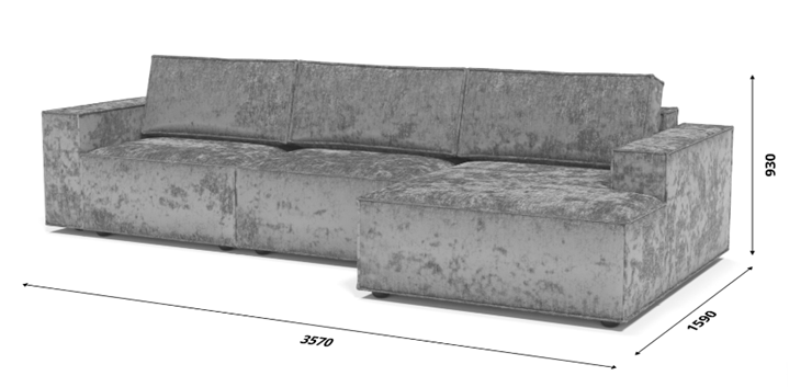Диван угловой с оттоманкой Лофт 357х159х93 (Ремни/Тик-так) в Салехарде - изображение 8