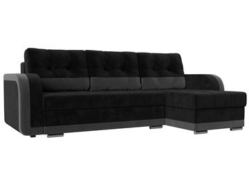 Угловой раскладной диван Марсель, Черный/Серый (велюр) в Тарко-Сале