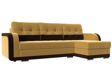 Угловой раскладной диван Марсель, Желтый/Коричневый (микровельвет) в Салехарде