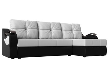 Угловой диван Меркурий, Белый/черный (экокожа) в Новом Уренгое