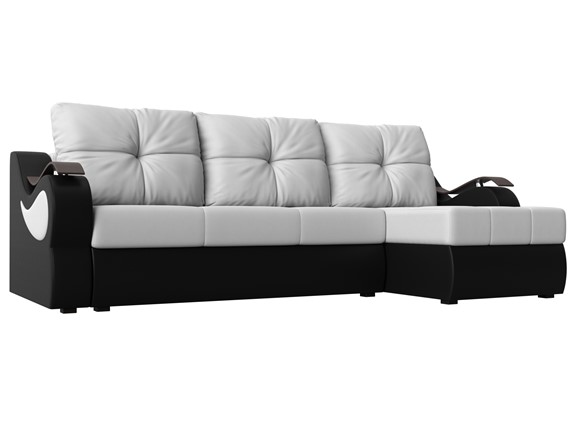 Угловой диван Меркурий, Белый/черный (экокожа) в Салехарде - изображение