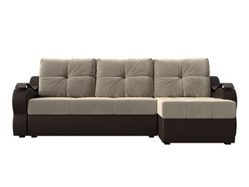 Угловой диван Меркурий, Бежевый/коричневый (вельвет/экокожа) в Лабытнанги - предосмотр 1