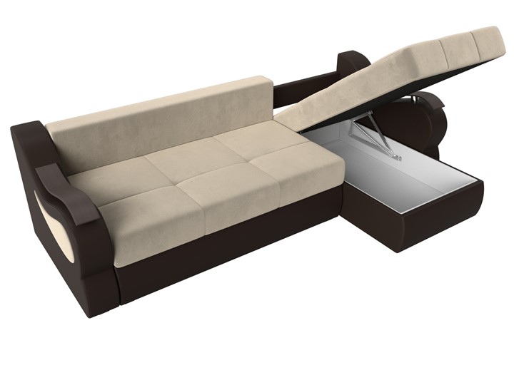 Угловой диван Меркурий, Бежевый/коричневый (вельвет/экокожа) в Лабытнанги - изображение 6