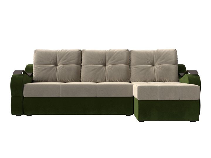 Угловой диван Меркурий, Бежевый/зеленый (вельвет) в Салехарде - изображение 1