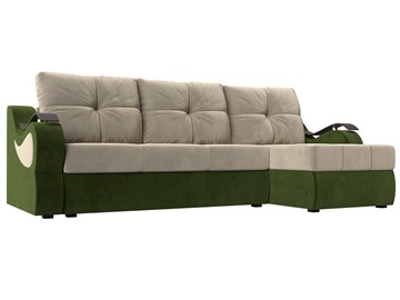 Угловой диван Меркурий, Бежевый/зеленый (вельвет) в Новом Уренгое