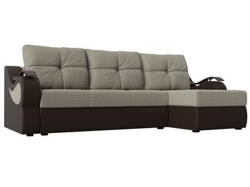 Угловой диван Меркурий, Корфу 02 (рогожка)/коричневый (экокожа) в Лабытнанги