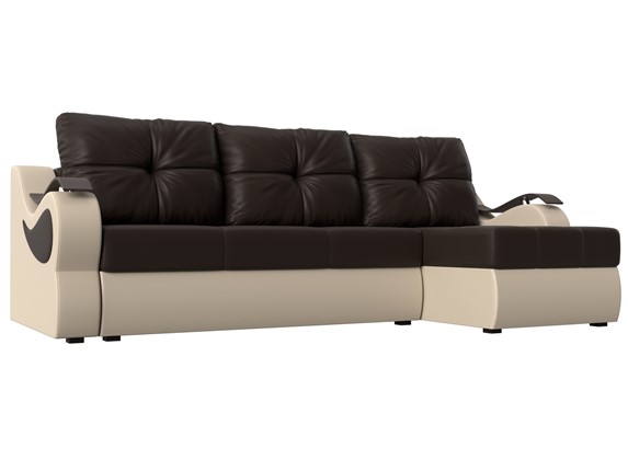 Угловой диван Меркурий, Коричневый/бежевый (экокожа) в Салехарде - изображение