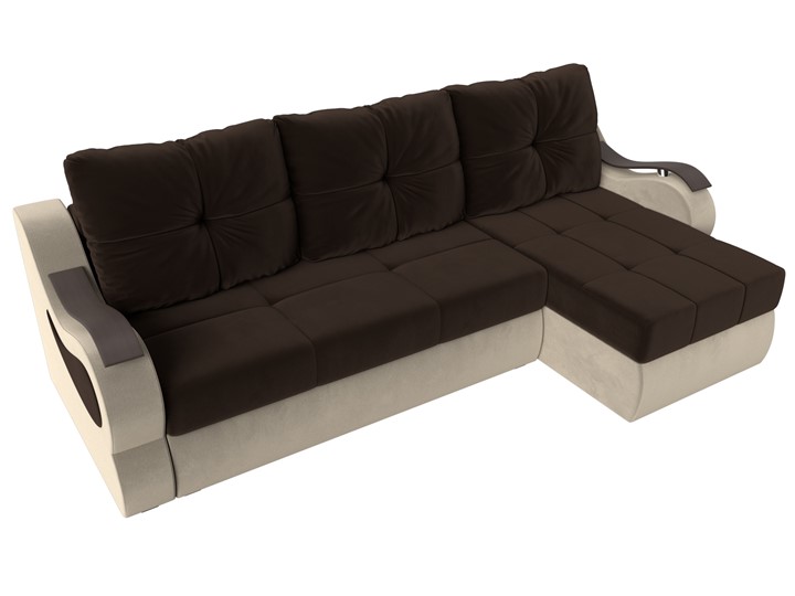 Угловой диван Меркурий, Коричневый/бежевый (вельвет) в Салехарде - изображение 4