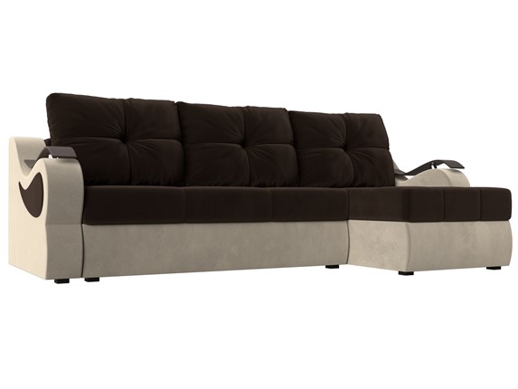 Угловой диван Меркурий, Коричневый/бежевый (вельвет) в Салехарде - изображение