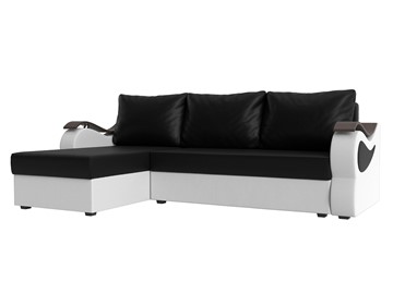 Угловой раскладной диван Меркурий Лайт, Черный/Белый (экокожа) в Салехарде