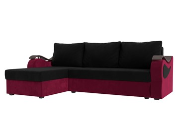 Угловой раскладной диван Меркурий Лайт, Черный/Бордовый (микровельвет) в Салехарде