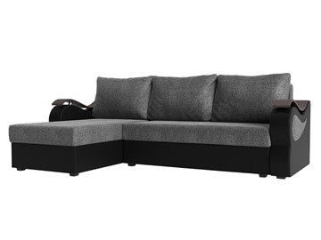 Угловой раскладной диван Меркурий Лайт, Серый/Черный (рогожка/экокожа) в Лабытнанги