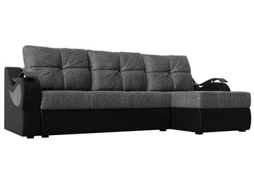 Угловой диван Меркурий, Серый/черный (рогожка/экокожа) в Новом Уренгое