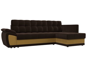 Угловой диван для гостиной Нэстор прайм, Коричневый/Желтый (микровельвет) в Ноябрьске