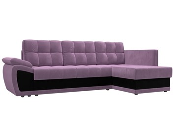 Угловой диван для гостиной Нэстор прайм, Сиреневый/Черный (микровельвет) в Новом Уренгое