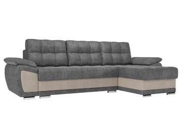 Угловой диван для гостиной Нэстор, Серый/Бежевый (рогожка) в Салехарде