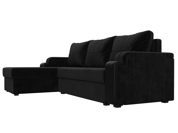 Угловой раскладной диван Николь лайт, Черный/Черный (велюр/экокожа) в Салехарде - изображение 2