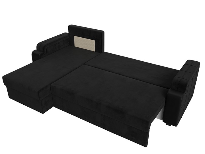 Угловой раскладной диван Николь лайт, Черный/Черный (велюр/экокожа) в Салехарде - изображение 6