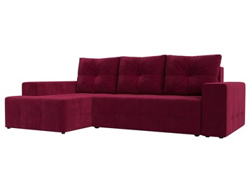 Угловой диван с оттоманкой Перри, Бордовый (микровельвет) в Салехарде