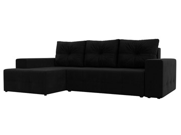 Угловой диван с оттоманкой Перри, Черный (микровельвет) в Салехарде