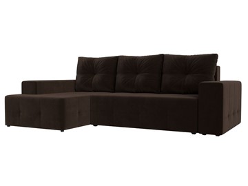 Угловой диван с оттоманкой Перри, Коричневый (микровельвет) в Салехарде