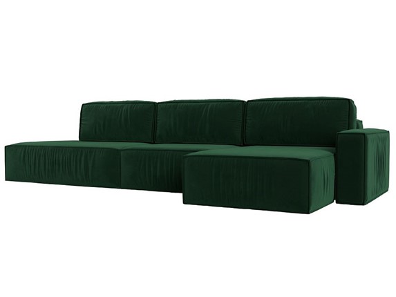 Угловой раскладной диван Прага Модерн лонг, Зеленый (Велюр) в Салехарде - изображение