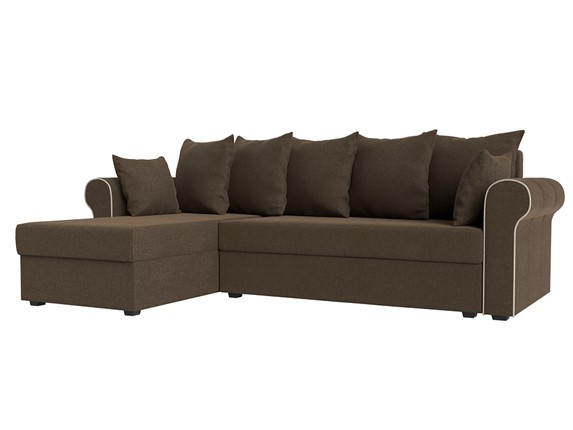Угловой диван с оттоманкой Рейн, Коричневый/Бежевый (рогожка) в Салехарде - изображение