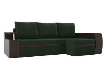 Угловой раскладной диван Ричмонд, Зеленый/Коричневый (велюр/экокожа) в Лабытнанги