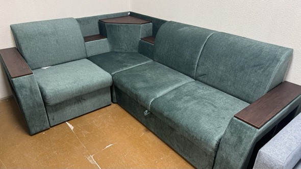 Угловой диван Сенатор ДУ 2022 SQUARE 15 зеленый велюр в Надыме - изображение