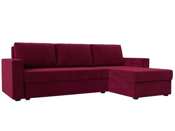 Угловой диван с оттоманкой Траумберг Лайт, Бордовый (микровельвет) в Ноябрьске