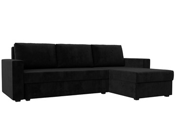 Угловой диван с оттоманкой Траумберг Лайт, Черный (велюр) в Салехарде