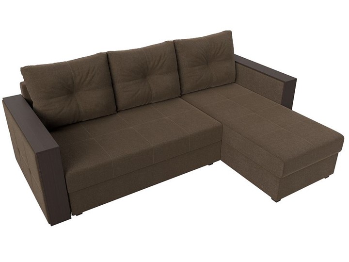 Угловой раскладной диван Валенсия Лайт, Коричневый (Рогожка) в Салехарде - изображение 8