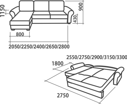 Угловой диван Аккордеон-1, 330 (круглые подлокотники) с коробом в Тарко-Сале - изображение 1