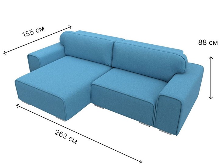 Угловой диван с оттоманкой Лига-029, Амур голубой (Рогожка) в Лабытнанги - изображение 8