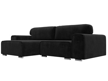 Угловой диван с оттоманкой Лига-029, Черный (Велюр) в Надыме