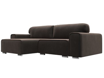 Угловой диван с оттоманкой Лига-029, Коричневый (Велюр) в Надыме