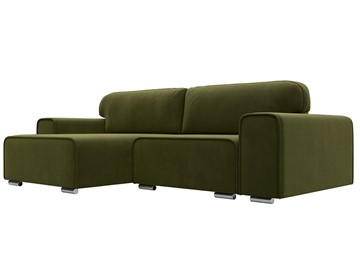 Угловой диван с оттоманкой Лига-029, Зеленый (Микровельвет) в Лабытнанги