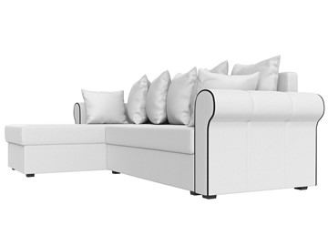 Угловой диван с оттоманкой Рейн, Белый/Черный (экокожа) в Салехарде - предосмотр 2