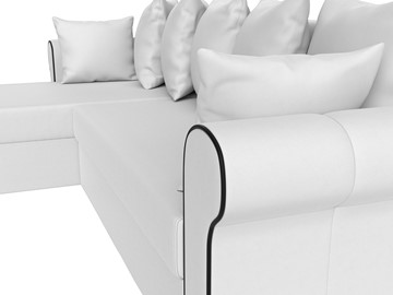 Угловой диван с оттоманкой Рейн, Белый/Черный (экокожа) в Салехарде - предосмотр 3