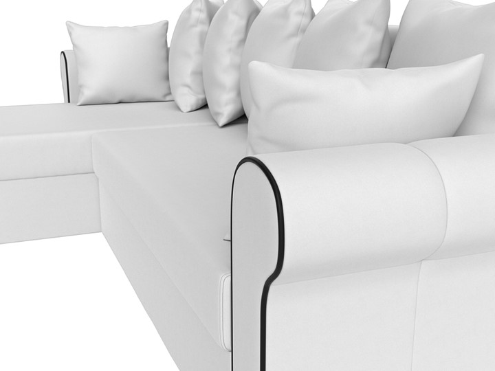 Угловой диван с оттоманкой Рейн, Белый/Черный (экокожа) в Салехарде - изображение 3