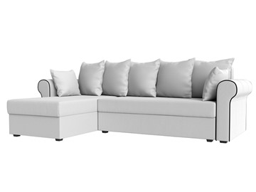 Угловой диван с оттоманкой Рейн, Белый/Черный (экокожа) в Надыме