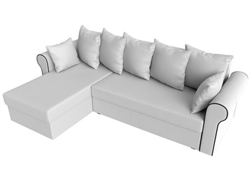 Угловой диван с оттоманкой Рейн, Белый/Черный (экокожа) в Салехарде - предосмотр 4